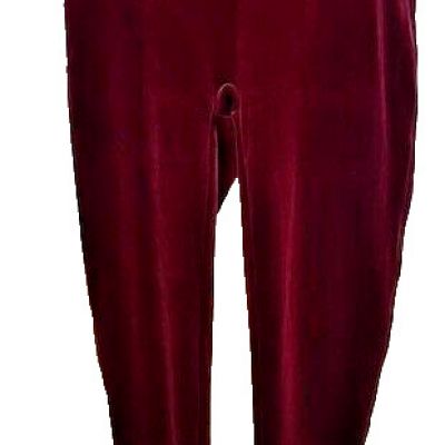 Holiday SPANX Rich BURGUNDY HIGH WAIST VELVET VELOUR LEGGINGS Large NWT