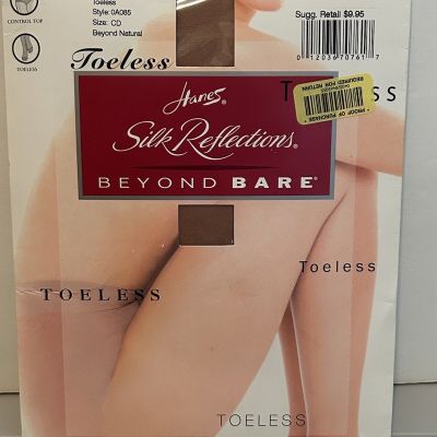 Hanes Silk Reflection Beyond Bare Natural Toeless OAO85 Size CD