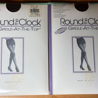 Round The Clock Girdle At the Top Classic Sheer Leg Lot of 2 Black Size D NWT