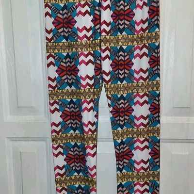 LA 12ST Leggings Multicolor Geometric Patterned One Size  W20