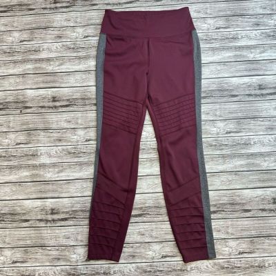 Brand Unknown Women's Moto Mesh Workout Leggings Maroon Grey Gray M Med Medium