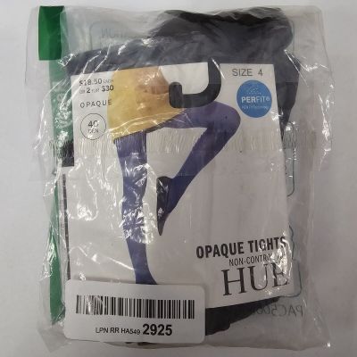 MSRP $18.50, Hue SIZE 4 Perfit BLACK Opaque Tights Non Control Top