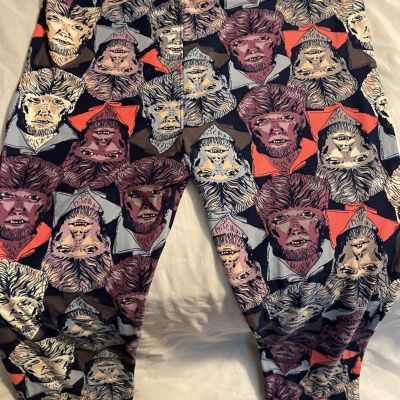 LuLaRoe Halloween Creatures Wolfman Monsters Legging HTF Size Tall & Curvy