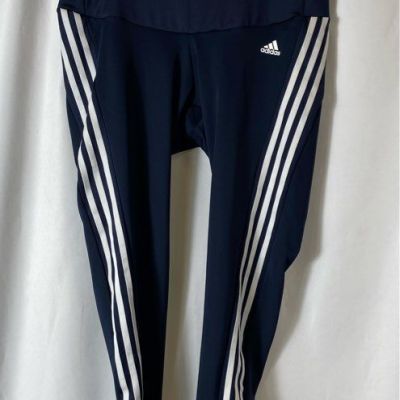 NWT Adidas Womens Blue Stretch High Rise 3 Stripes Sports Tights Size 1X