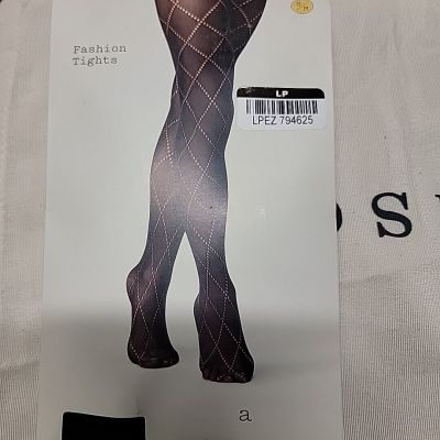 A New Day Women's Black Grid Diamond Pattern Fashion Tights Size: S/M