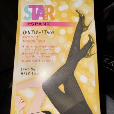 Spanx Star Power Black Center Stage Patterned Shaping Tights Size E New in Box