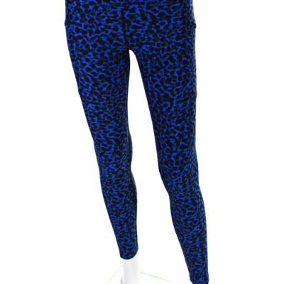 Running Bare Womens Athletic Spotted High Rise Leggings Pants Blue Size 2/4