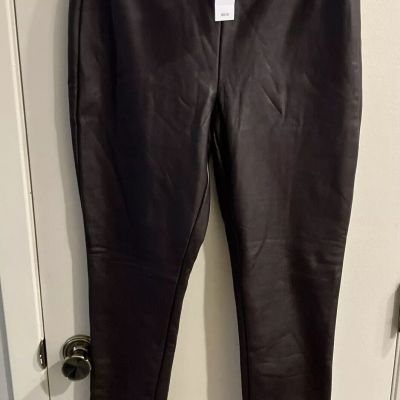 Loft Brown Faux Leather Leggings Size M NWT