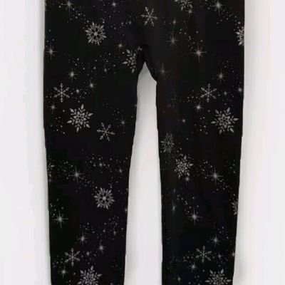 French Laundry Plus Size Leggings. Black With Silver Snowflakes. Sz 1X. B11