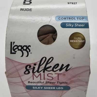 Leggs Silken Mist Pantyhose Tights Control Top Silky Sheer Nude B