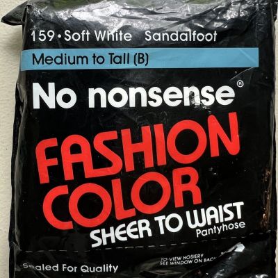 No Nonsense Fashion  Soft White Sandalfoot Sheer to Waist Pantyhose Medium/Tall