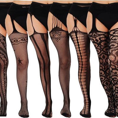 6 Pairs Fishnet Tights Stockings for Women Black Mesh Tights Net Stockings Sexy