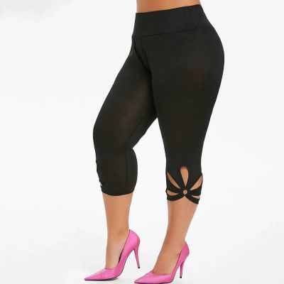 Plus Size Women High Waist Leggings Stretch Workout Yoga Gym Fitness Capri Pants