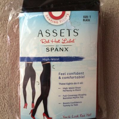 Assets Red Hot Label By Spanx  sz 1/A  Black High-Waist Tights Style 1838 NWT