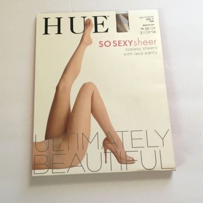 Hue So Sexy Sheer Toeless Sheers With Lace Panty Hose Size 1 Tan 6010N