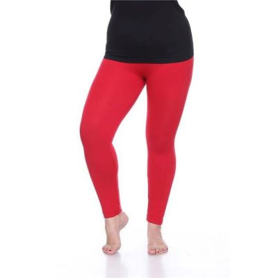 White Mark PS208-09 Women's LEGGINGS Red Plus Size Super Stretch NWT