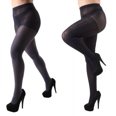 Heather/Solid Control Top Tights 2 Pack