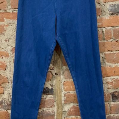 Natural Reflections Womens Stretch Pull On Blue Seamless Legging/Pants SZ Small