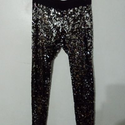 Womens, Express, Black/Silver, Sequined, Leggings/Pants, Size Small