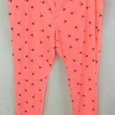 Leggings size XL, Pink - palms , Cotton-Spandex