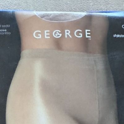 George Nude Plus Silky Sheer Sandalfoot Control Top Pantyhose Oatmeal 4818 NEW