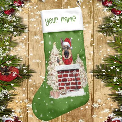 Personalized German Shepherd Christmas Stocking, Cute Dog Stocking (Style 13)