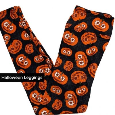 LuLaRoe Womens Leggings Size TC Pumpkins Day Of Dead Sugar Skulls Halloween NWT