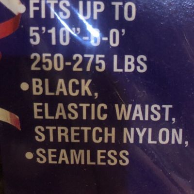 Black Fishnet Tights Plus Size Seamless Fits 5'10-6'0