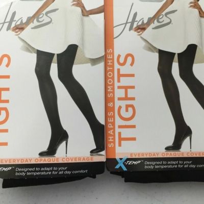 2- Women's Hanes Mocha X-Temp Opaque Tights, Shapes & Smoothes Size P-M/L