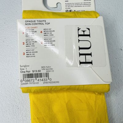 HUE Yellow Opaque Tights Womens Size 1 Sunglow New 2 Pair