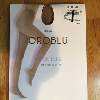 New Women's OROBLU Repos 70 Medium Compression Tights Size M Nude