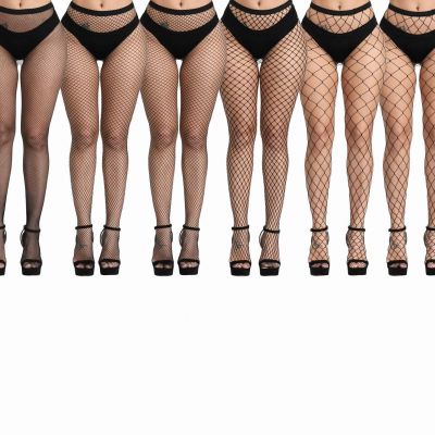 6 Pairs High Waist Fishnet Stockings Tights Net for women