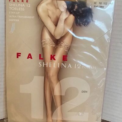 Falke 'Shelina 12' Toeless Stay-Up Ultra-Transparent Shimmer Size III 10.5 x 11