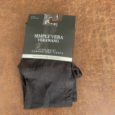 Simply Vera Black High Waist Control Top Tights Sz 2 (5'3'' to 6' & 120-170lbs)