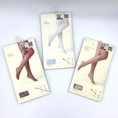 A New Day Lot of 3 Colors Control Top Sheer Tights S/M Blue Cranberry Blackberry