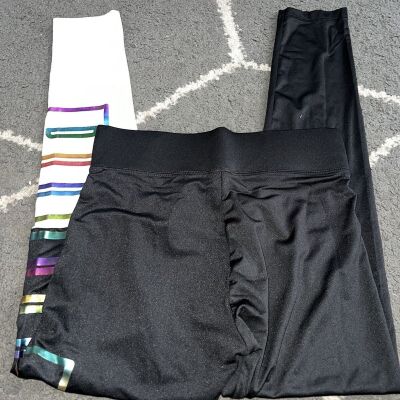 Puma Juniors Black & White Rainbow Logo Pride Leggings Size XL