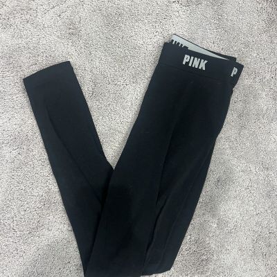 PINK Women's Black Stretchy Leggings Size XS