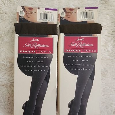 Hanes Silk Reflections Opaque Tights Control Top Fatigue szCD Lot of 2