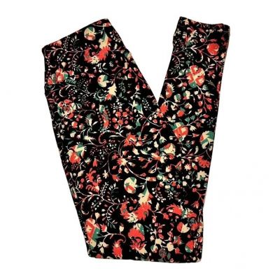 LuLaRoe One Size OS Leggings Black Floral Pattern Multicolor Pink Teal Red New