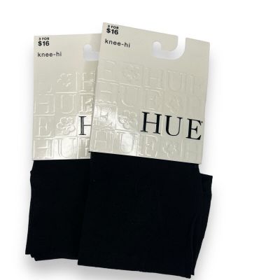 New Women’s Hue 2 Pair Black Pindot Knee Hi One Size Fits Most