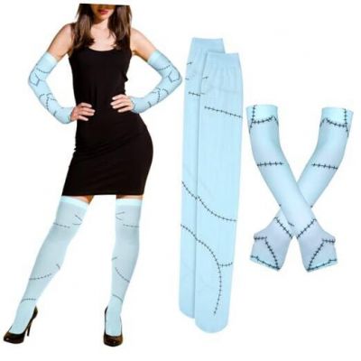 Halloween Costume for Women Halloween Scar Arm Sleeves Thigh Highs Stocking