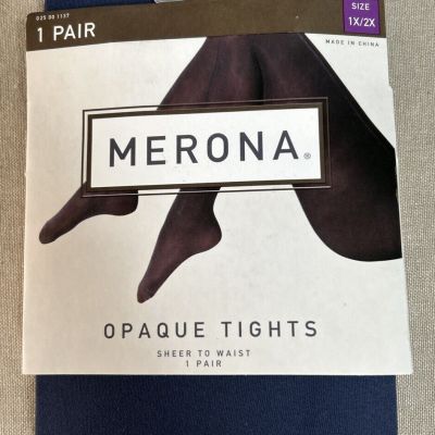 Merona Plus Size 1X/2X 5’5”-5’11” 190-245 lbs Opaque Geneva Blue Tights ~NWT