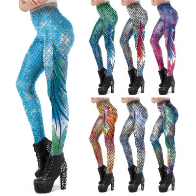 VIP FASHION Leggings for Women Fitness Sport Mermaid with Printed Fish Scales Sh