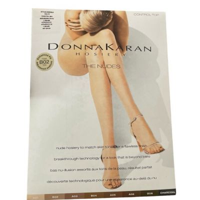 NEW DONNA KARAN PANTYHOSE THE NUDES B02  KA19 7 Denier control top Sheer Medium