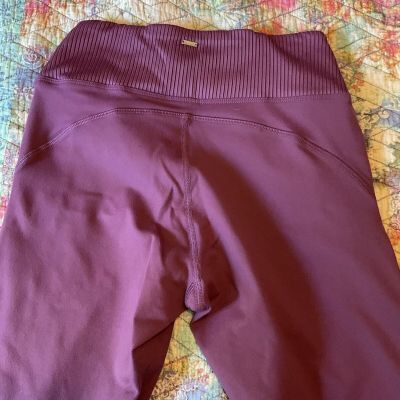 VICTORIA'S SECRET PINK PURPLE BURGUNDY SMALL YOGA PANTS LOGO STRIPED LEGGINGS