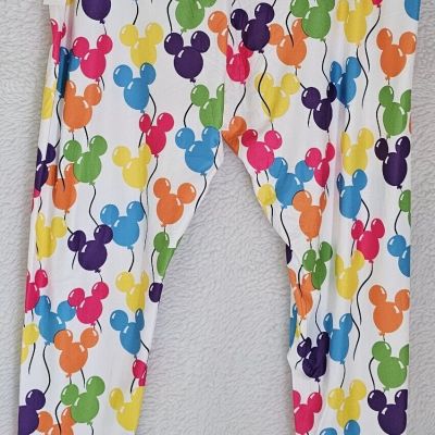 Disney Leggings Pants Women Size 1X Multicolor Mickey Mouse Balloons Sueded NWT