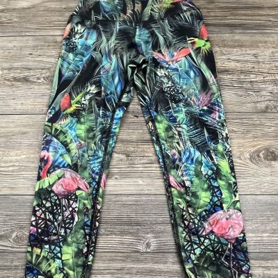 Evolution And Creation Cropped Leggings Women's Medium Tropical Floral Yoga