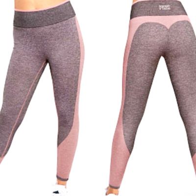 VICTORIA'S SECRET Seamless Leggings Pink Gray Sz XS Full Length Workout Yoga