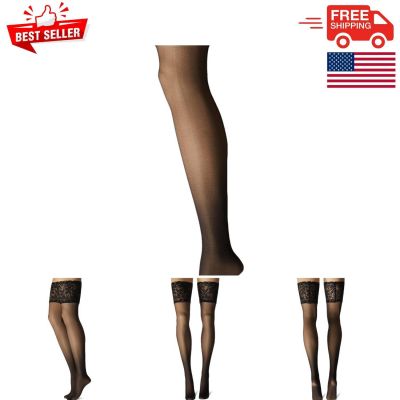 Luxurious Plus-Size Women's Thigh Highs with Stay-Up Silicone Lace Top - Queen