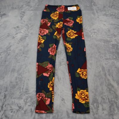 LuLaRoe Pants Womens One Size Multicolor Floral Printed Casual Pull On Leggings